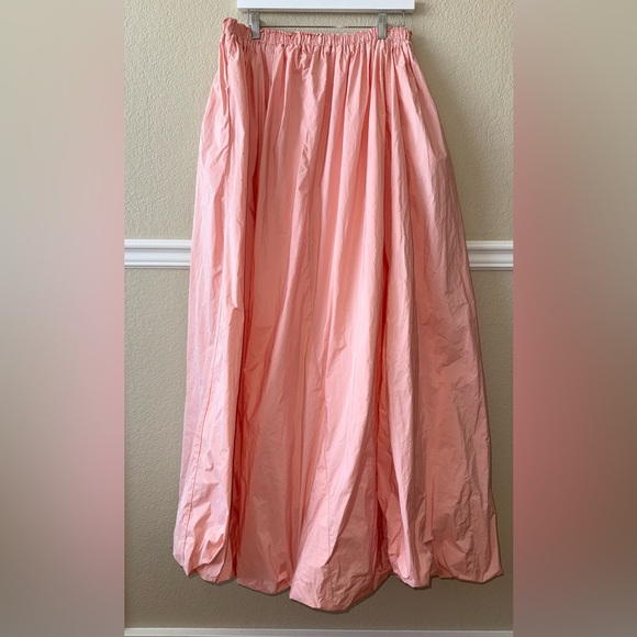 Anthropologie Bubble Hem Poofy Maxi Skirt Elastic Waist Peach Coral Pink XL - Picture 12 of 14